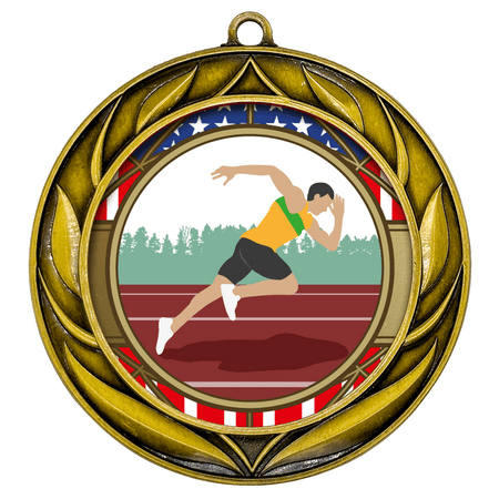 All Quality Wreath Design Track and Field Medal (Male) | Competition | High Quality Metal Medal - 1st, 2nd, 3rd Place - 9 Piece Set (3 Pack)