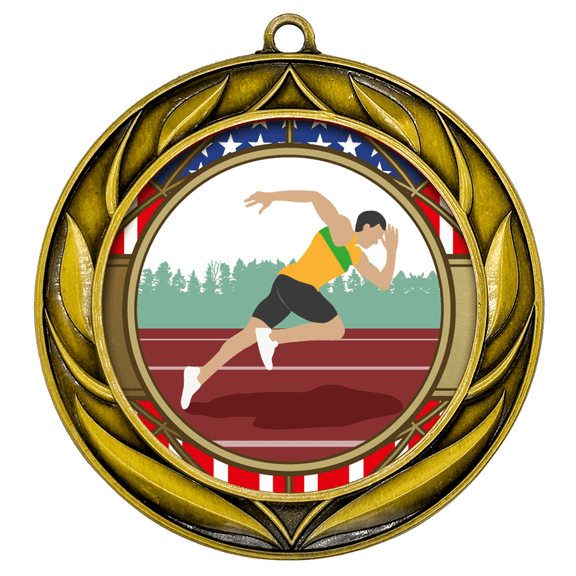 All Quality Wreath Design Track and Field Medal (Male) | Competition | High Quality Metal Medal - 1st, 2nd, 3rd Place - 9 Piece Set (3 Pack)