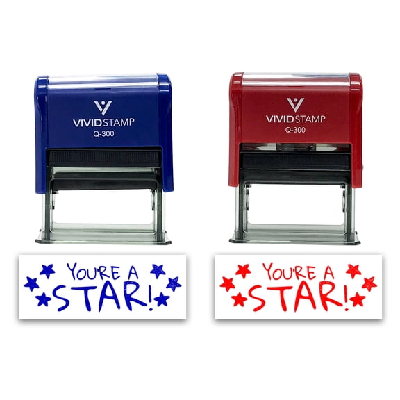 All Quality You're a Star! Self-Inking Rubber Stamp Motivational Teacher Stamps | Homework And Grading | Classroom Supplies (Blue Ink) - Q-300