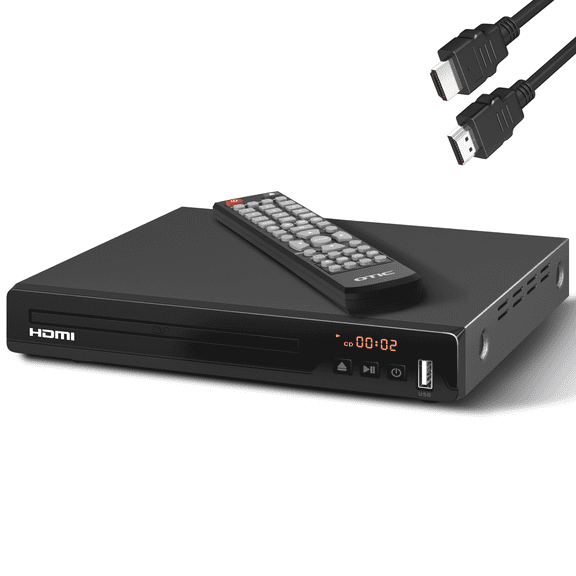 OTIC All Region DVD CD Player, Compact Metal Housing DVD Player with HDMI Output, USB Playback, Multi Format Disc Support and Remote Control for TV Home Stereo System