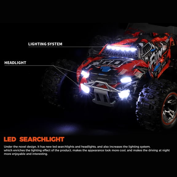 All Remote Control Car 2.4GHz 1/18 All Terrain Remote Control Truck 60KM/H High Speed Off Road Car With Brushless Motor LED Light
