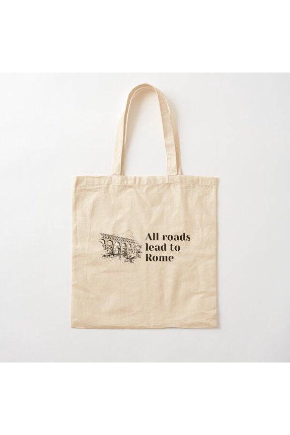 All Roads Lead To Rome Canvas Tote Bags, Reusable Shopping Bag