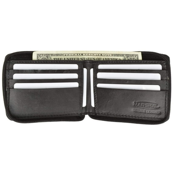 All Rounder Zipper Mens Leather Bifold Wallet 574
