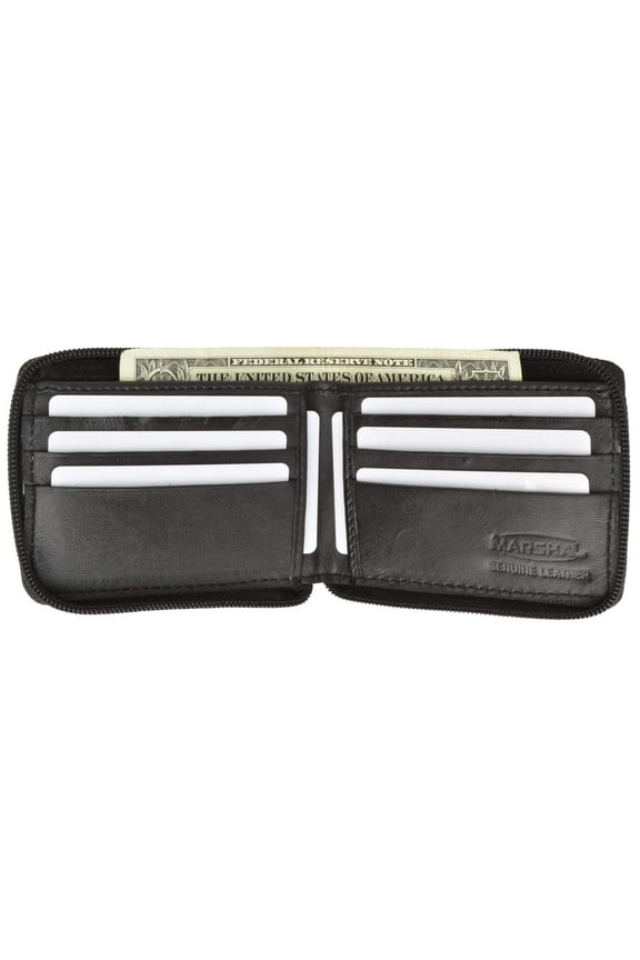 All Rounder Zipper Mens Leather Bifold Wallet 574
