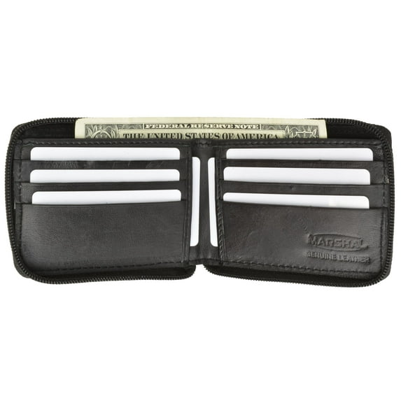 All Rounder Zipper Mens Leather Bifold Wallet (C) 574