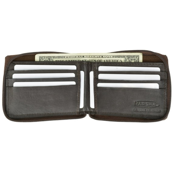 All Rounder Zipper Mens Leather Bifold Wallet (C) 574