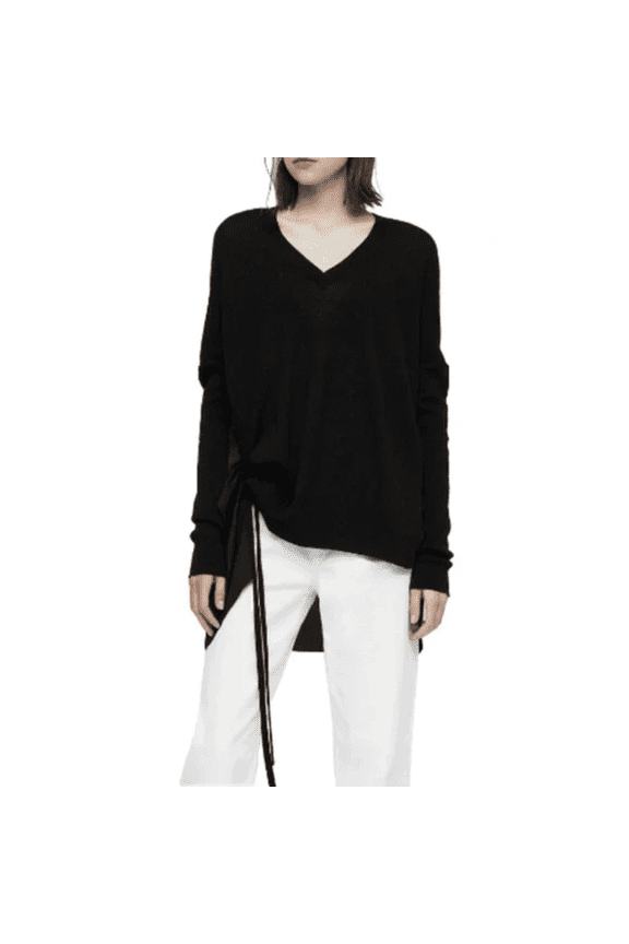 All Saints Moira V-Neck Sweater in Black, Size XS