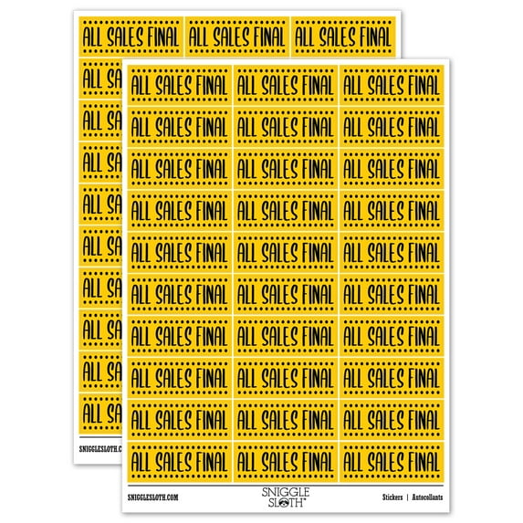 All Sales Final Sticker Set - Yellow - Gloss Finish - 1.75" Medium