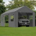 thumbnail image 1 of All-Season 13' x 20' Heavy Duty Portable Outdoor Garage Carport with Mesh Windows,Grey, 1 of 9