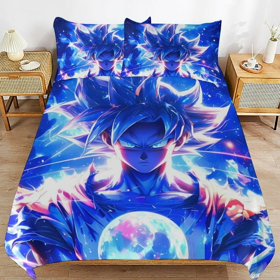 All Season 3 Pieces Dragon Ball Bedding Comforter Set Goku Quilt Cover with 2 Pillowcase 102"x90"
