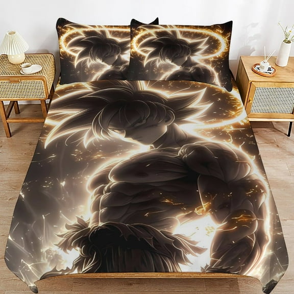 All Season 3 Pieces Dragon Ball Bedding Comforter Set Goku Quilt Cover with 2 Pillowcase 79"x90"