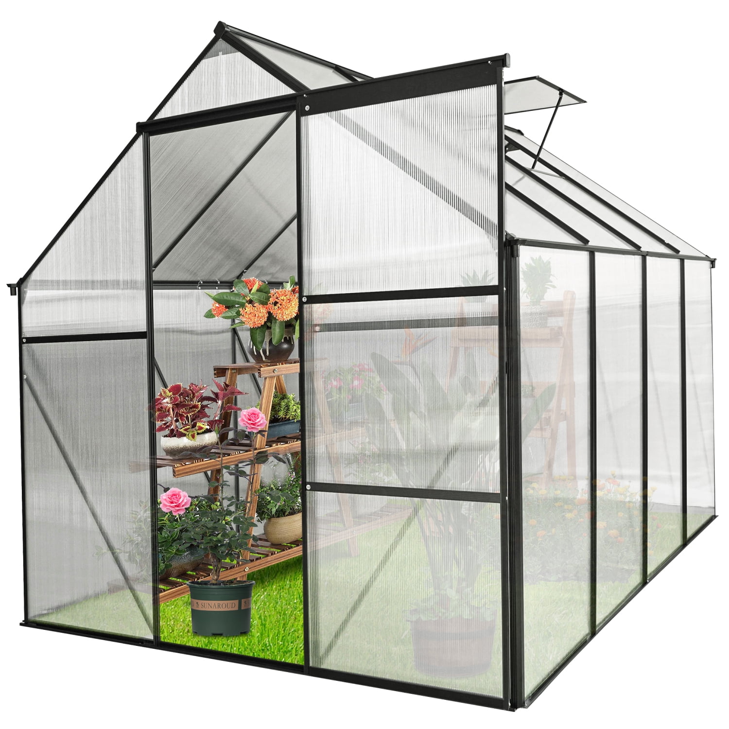 All Season 6x8 FT Heavy Duty Aluminum Polycarbonate Greenhouse with