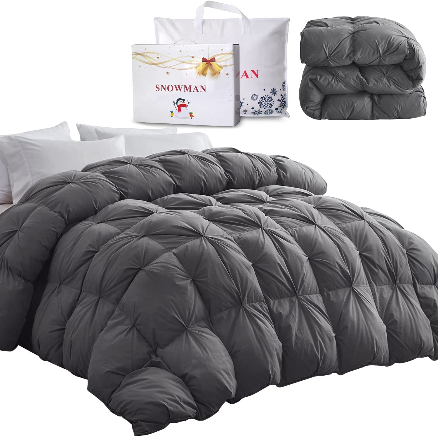 AllSeason 75 Down Comforter Queen Size Fluffy Duvet Insert with 8 Corner Tabs Durable Down