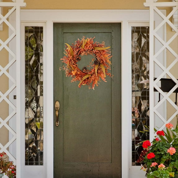 All Season Artificial Fir Wreath 17.8in Front Door Outdoor Decor Green Plant Garland Wall Hanging Wedding