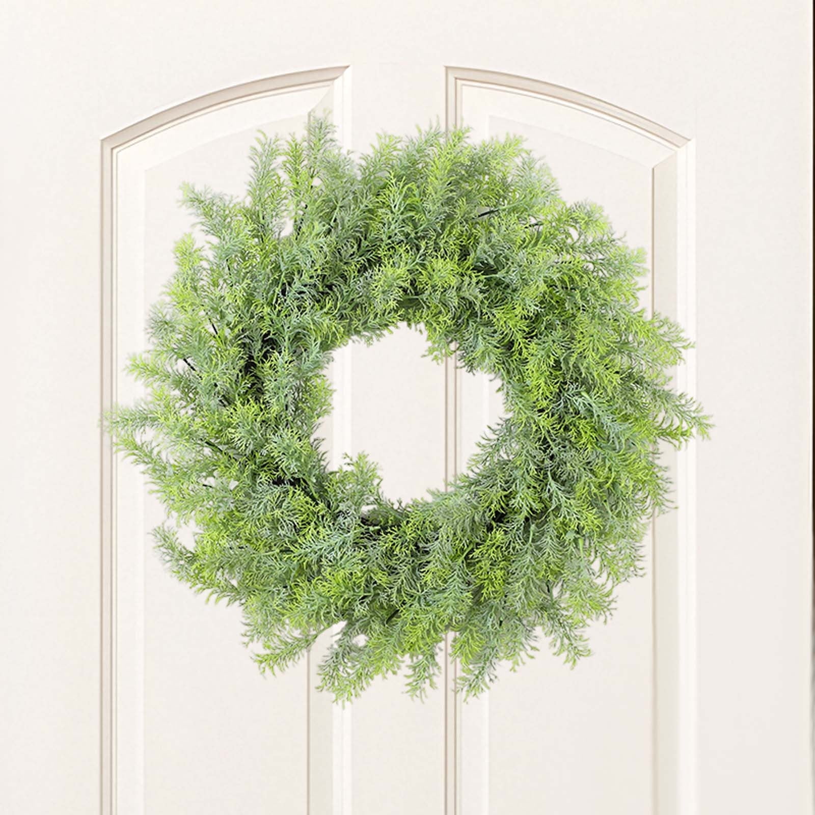 All-Season Artificial Fir Wreath | 18" Green Front Door Wreath for ...