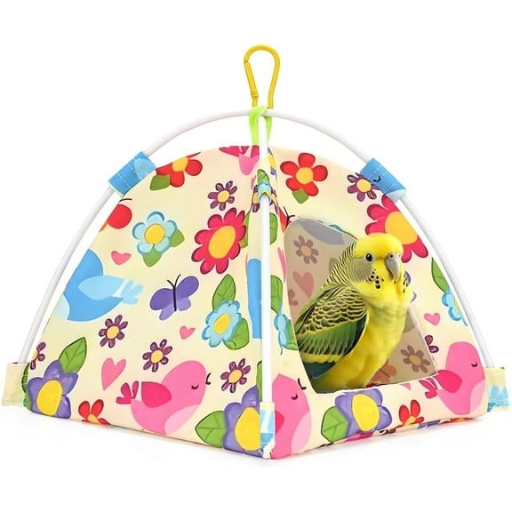 All-Season Bird Bed & Nest Tent with Dual-Sided Mat — Compact Hammock Cage Accessory for Budgies, Lovebirds, Finches, Parrotlets & Small Birds (Medium)