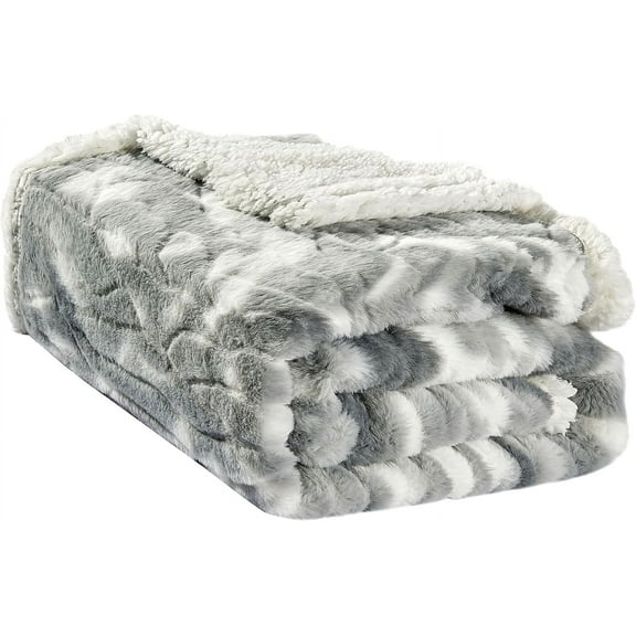 All-Season Blanket- Plush- Decorative Throw, Perfect for Lounging, 50 x 60 inches, Alaska Gray Sherpa Throw Blanket