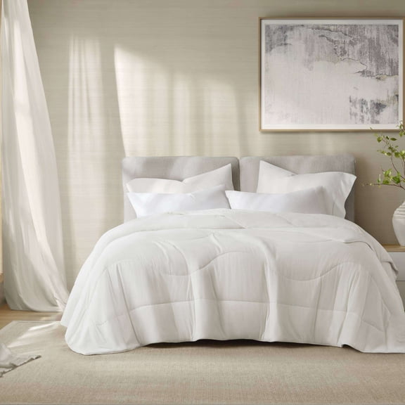 All Season Comforter 1-Piece King/Cal King Reversible Tencel Comforter Blanket,White,Cooling Comforter