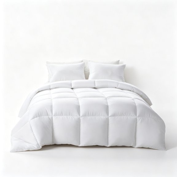 All-Season Comforter Insert with Checkered Quilting, Soft Skin-Friendly Bedding for Hotel and Guesthouse Bedrooms, Plus Size, 90in*90in
