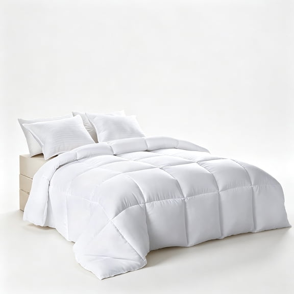 All-Season Comforter Insert with Checkered Quilting, Soft Skin-Friendly Bedding for Hotel and Guesthouse Bedrooms, Plus Size, Bohemian Style