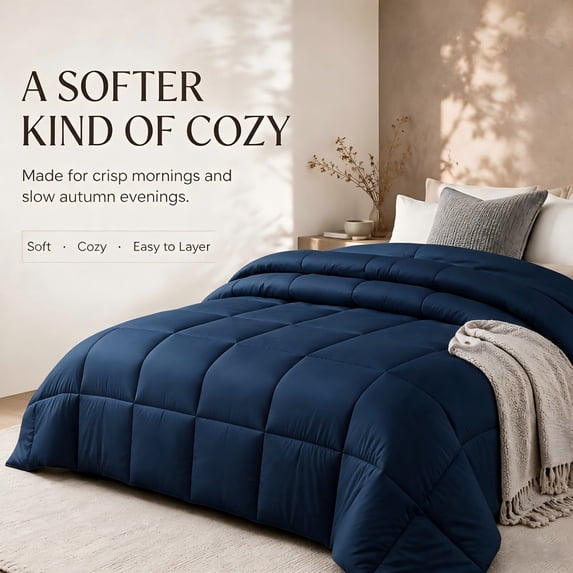 All‑Season Down Alternative Comforter, Lightweight Soft Quilted Bed Comforter Duvet Insert for All Year, Multiple Sizes & Colors Available