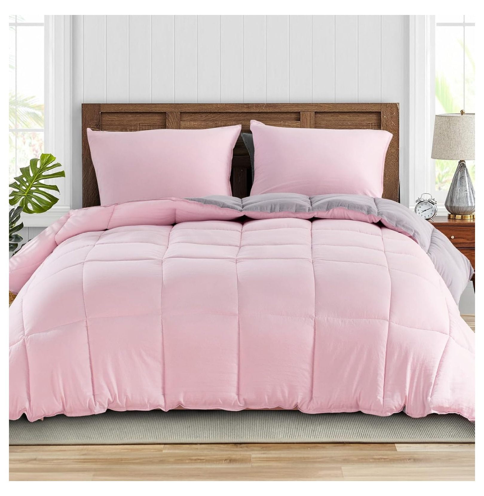 All Season Down Alternative Quilted Comforter Set Reversible Ultra Soft