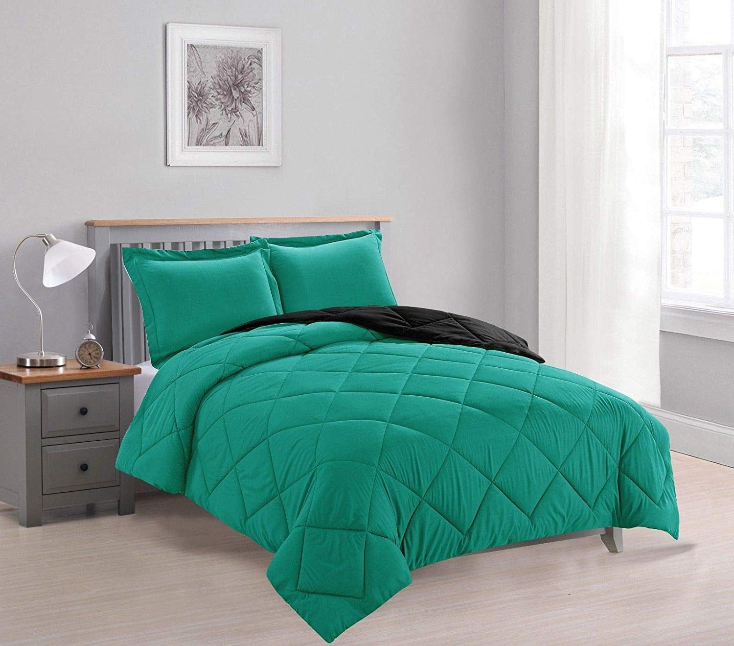 All Season Down Alternative Reversible 3Piece Comforter Bedding Set
