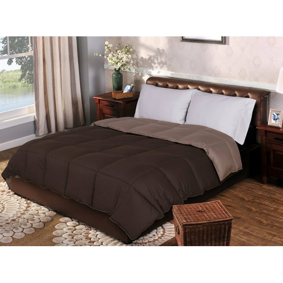 All Season Down Alternative Reversible Dual-Color Comforter Taupe/Choco / Twin/Twin XL