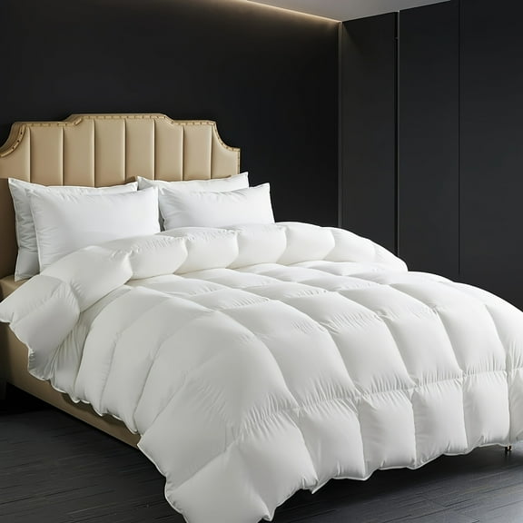 All-Season Duvet Insert | Quilted Fluffy Hotel Series with Corner Buttons | Luxurious Light & Soft Design in White/Grey | Single, Queen & King Sizes