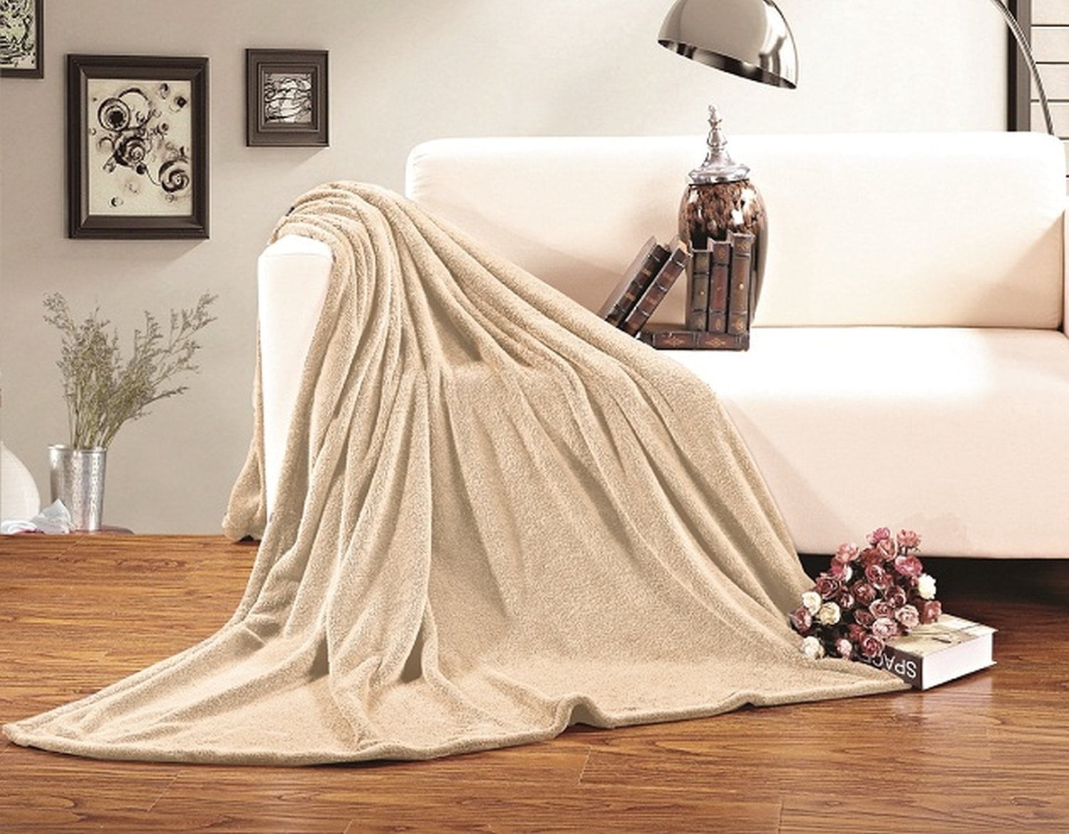 Elegant Comfort, All Season Fleece Blanket, Full Queen Size, Cream