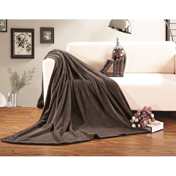 All Season FLEECE BLANKET All Sizes FullQueen Chocolate Brown