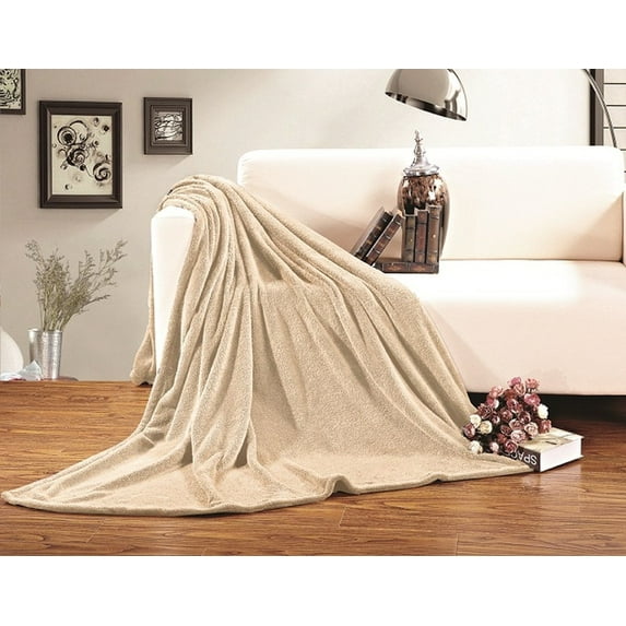 All Season FLEECE BLANKET All Sizes FullQueen Cream