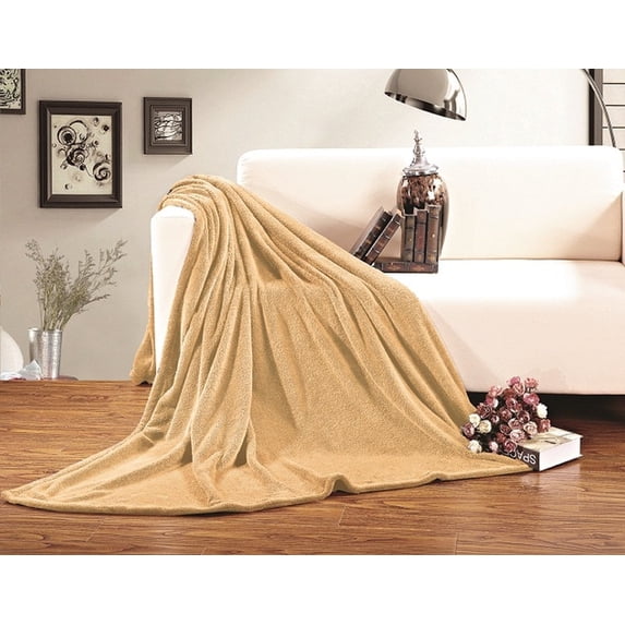 All Season FLEECE BLANKET All Sizes KING/CAL KING Gold