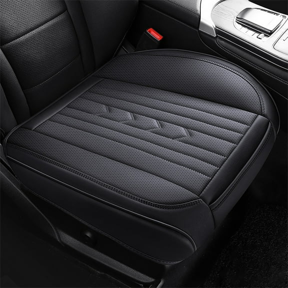 All-Season Fully Enclosed Leather Car Seat Cushion, Breathable with Punching Technology, Comfortable Support Design, 18.11x18.11x0.79 Inches
