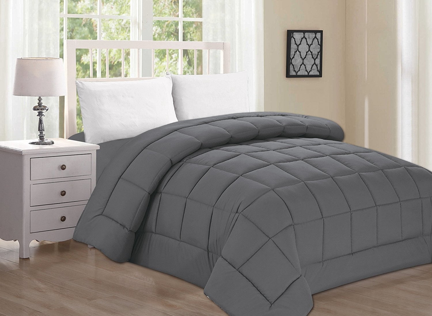 All Season Goose Down Alternative Double-Fill Comforter, Full/Queen , Gray