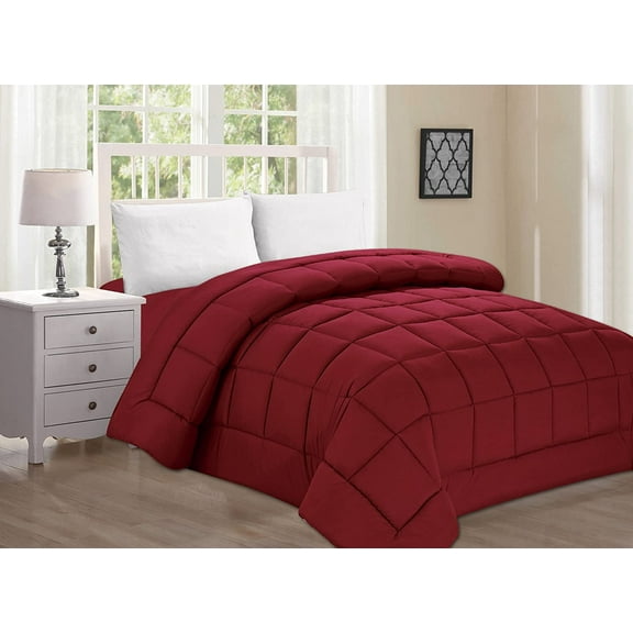 All Season Goose Down Alternative Double-Fill Comforter -, King Burgundy
