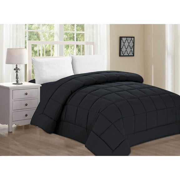 All Season Goose Down Alternative Double-Fill Comforter -, Twin/Twin XL , Black