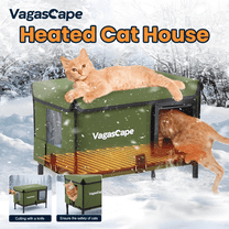 Vagascape Heated Cat House with Dual Doors - All-Weather Protection for Indoor & Outdoor Comfort, Green
