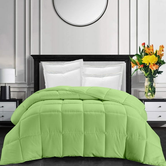 All-Season High Tc Box Comforter Twin/Twin XL Sized 68 by 90 inch Sage Green Solid, 1 Piece Soft Quilted Box Stitched Box Comforter 800 TC 100% Egyptian Cotton