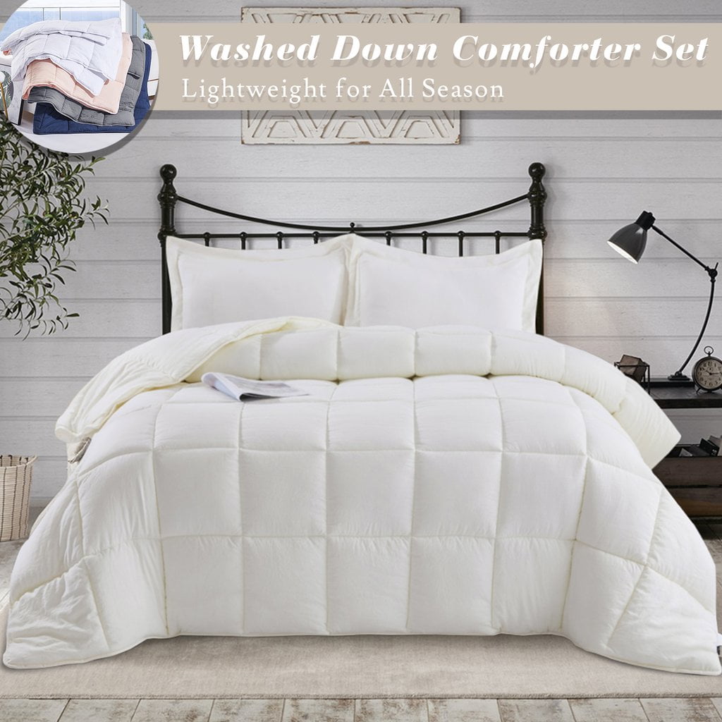 All Season Ivory 3 Piece Twin Size Down Alternative Comforter Set with