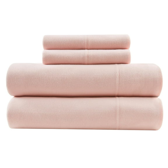 All Season Jersey Knit Sheet Set, Cotton Polyester Soft Breathable Bed Sheets, Cool Smooth Deep Pocket 16" Mattress, Twin XL 3 Piece, Blush