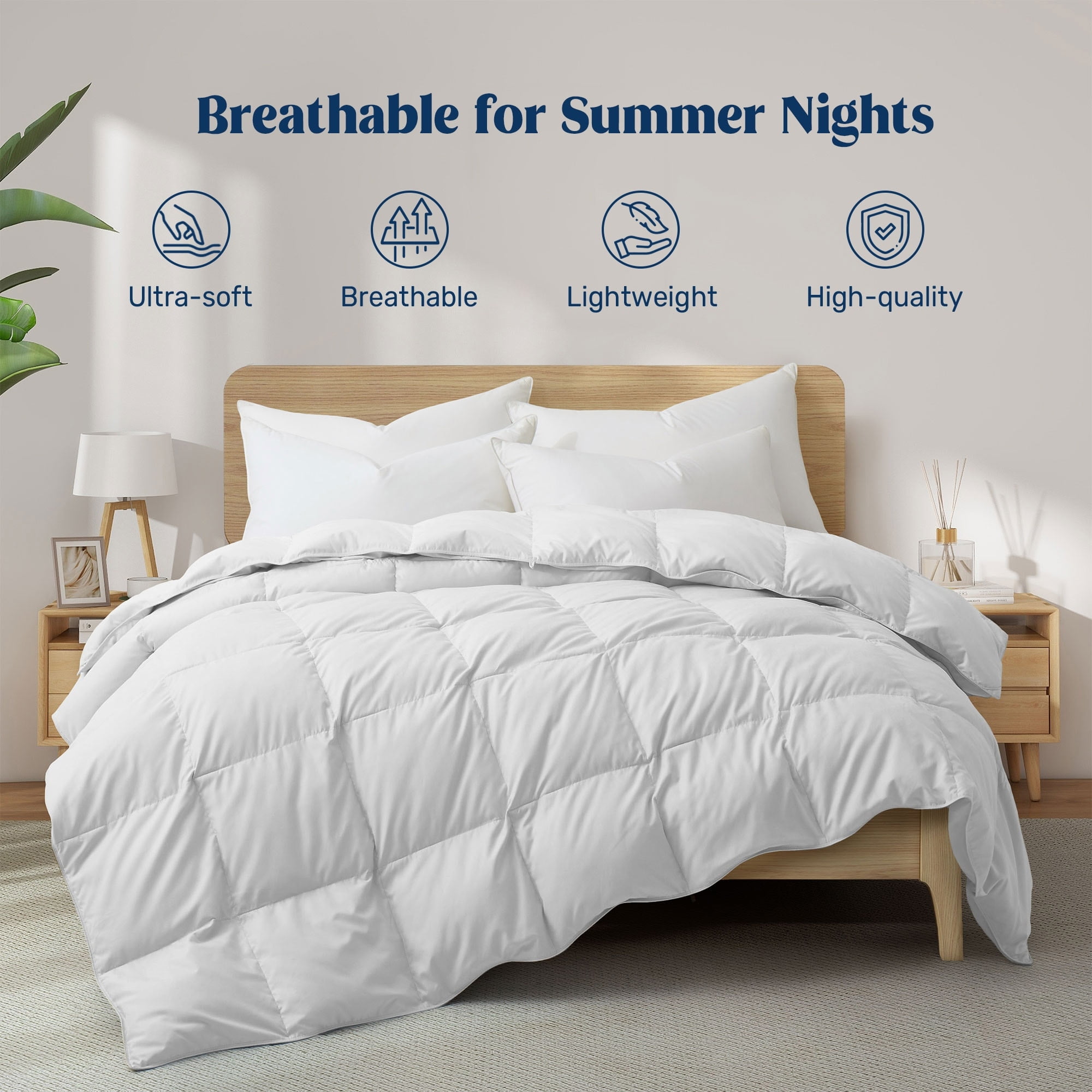 Full/Queen White Goose Down Comforter with Polyester Shell
