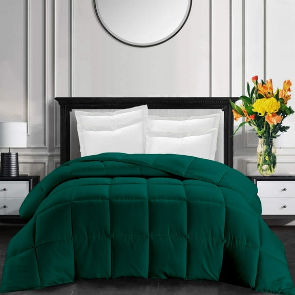 All-Season Luxury with Super Soft Comforter Alaskan King 136 by 120 inch Teal Solid| 400 GSM Microfiber | 1 Piece Quilted Box Comforter Set