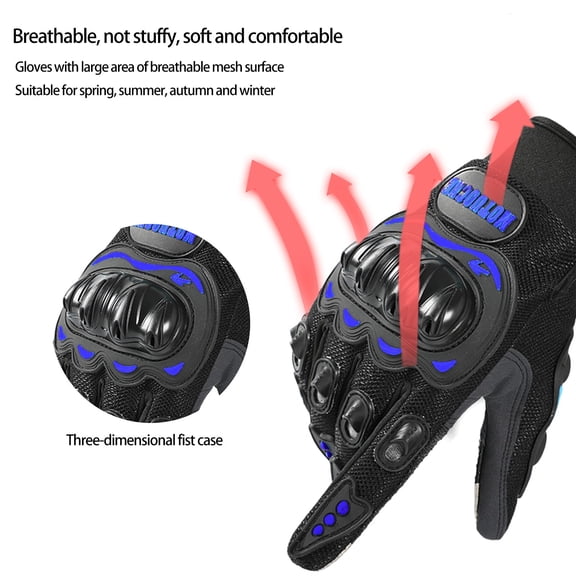 All-Season Motorcycle Riding Gloves, Non-Slip Touchscreen Gloves for Men & Women with Breathable Mesh & Protection, for Year-Round Weather Use(Blue)