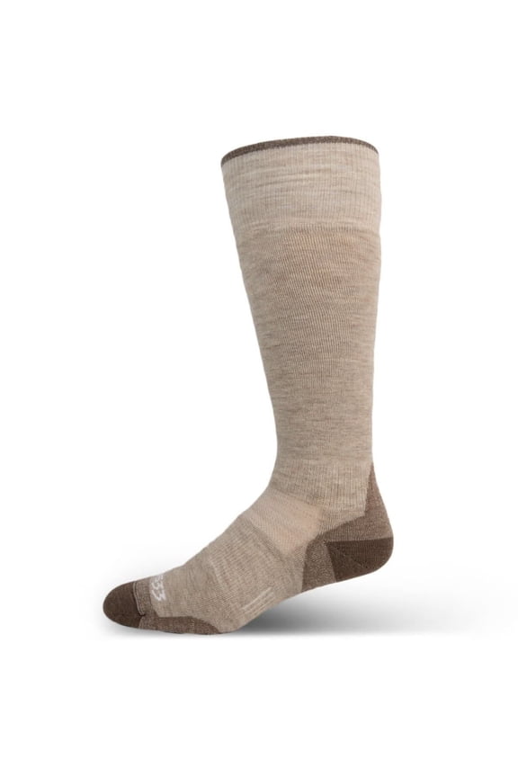 USA Made - Over the Calf Socks - All Season Lightweight - Merino Wool Hunting Socks - Mountain Heritage - Oatmeal - Large