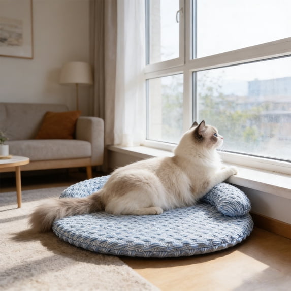 All-Season Pet Cooling Mat with Removable Pillow | Washable & Non-Slip Dog Bed for Summer | Cooling Gel Pad for Cats & Dogs | 45x60cm (17.7x23.6in) | 1 Mat