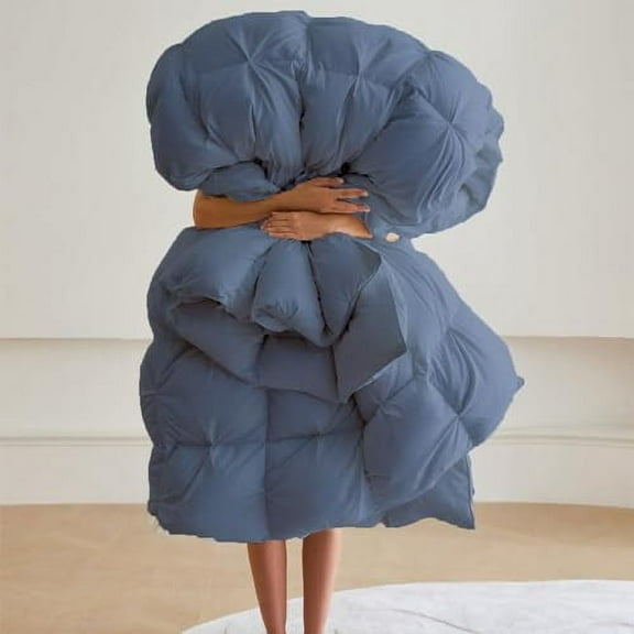 All-Season Pinch Pleated Down Alternative Comforter | Oversized Queen 98 x 98 Size 1 - Piece | Microfiber Quilt Duvet with 6 Corner Tabs, Ultra Soft Lightweight & Fluffy | Pintuck Lake Blue