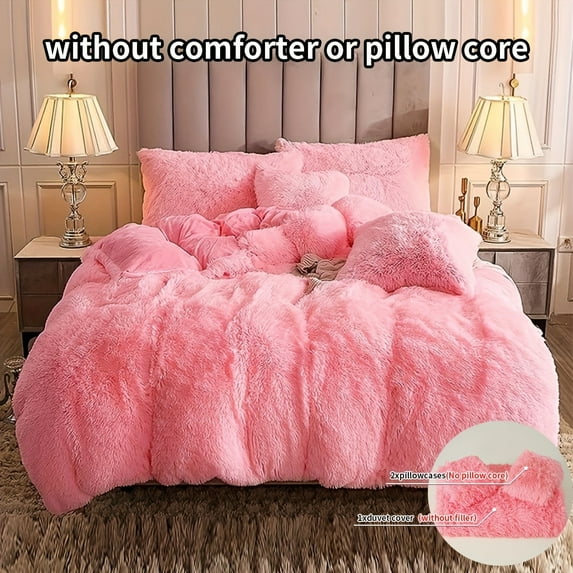 All-Season Plush Duvet Cover Set - Easy Care, Soft and Warm with Zipper Closure & Pillowcases, Elegant Solid Color for Every Decor