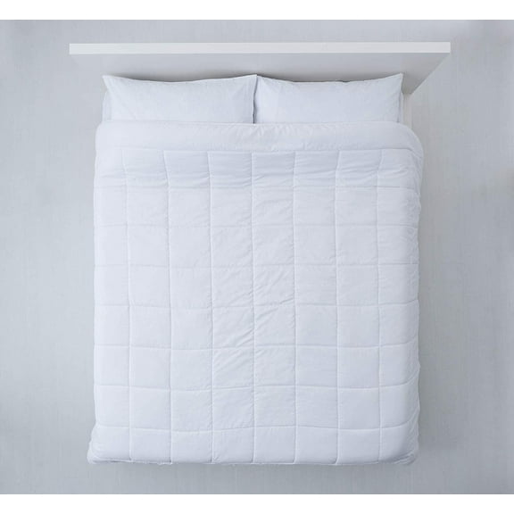 All Season Polyester Hotel Blanket – Fluffy Full Size Blankets, Baffled, Machine Washable, White