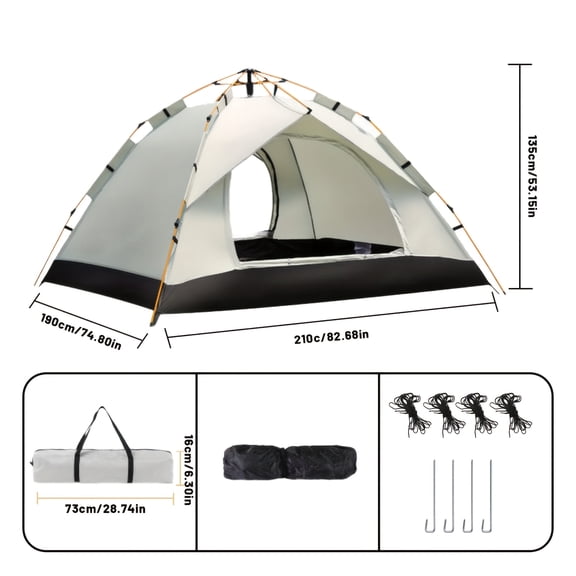 [All-Season Pop-Up Tent] 1-4 Person All-Season Pop-Up Tent with Fiber Frame & Oxford Cloth - Heavy-Duty 4-Panel Design, 4-Door Entry/Exit, 4-Panel Closure